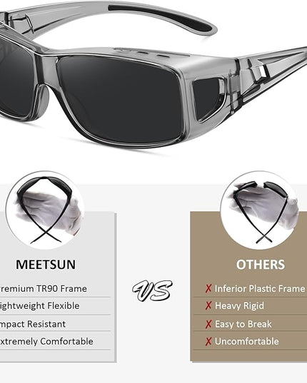 MEETSUN Fit Over Glasses Sunglasses for Men Women,Wrap Around Sunglasses Polarized UV400 Protection