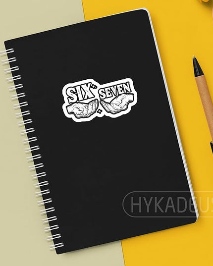 (3Pcs) Six Seven 67 Stickers Funny Gen Alpha Slang 6 7 Hands Vinyl Decals Waterproof for Laptop, Water Bottle, Tumbler, Phone Case, Scrapbook, 3" x 1.8"