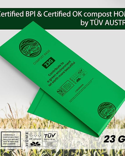Compostable Trash Bags 23 gallon Large Garbage Bags,20 Count, Fits13-25 gallon trash can, Extra Strong and Durable,Compostable Lawn & Leaf Yard Waste bags,ASTM D6400,Bpi &OK compost HOME certified