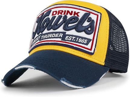 ililily Premium Howels Embroidery Vintage Baseball Cap Distressed Trucker Hat