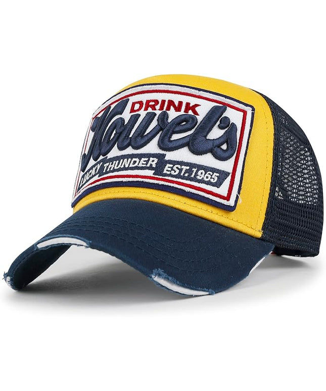 ililily Premium Howels Embroidery Vintage Baseball Cap Distressed Trucker Hat