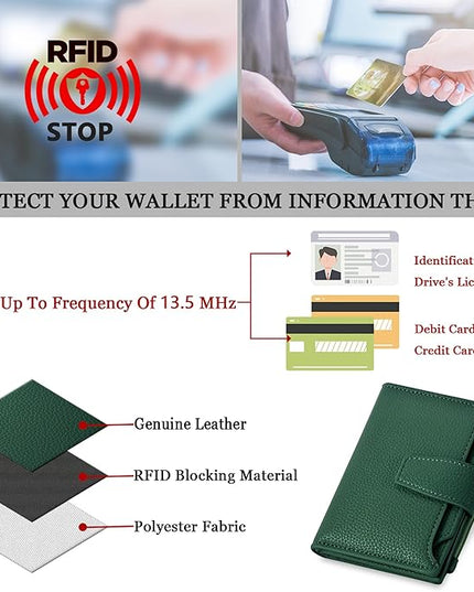 Airkit Small Wallet Women RFID Blocking Soft Leather Bifold Compact Card Holder Wallet for Women with Zipper Coin Pocket 4 ID Window