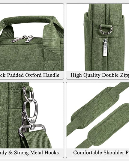Voova Laptop Bag Case 15 15.6 16 Inch, Computer Sleeve Messenger Bag with Shoulder Strap Expandable Waterproof Business Briefcase for Men Women to Work Travel School, Fit 14-16 Inch Laptop, Army Green