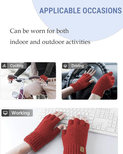 Fingerless Gloves Half Finger Winter Warm Knitted Gloves Working Running Biking Driving for Men and Women