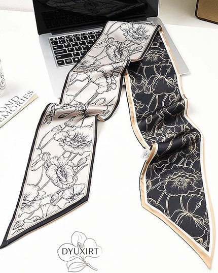Head Scarf Purse Handle Neck Satin Hair Scarfs For Bag Lightweight Silky Long Thin Women's Fashion Scarves 59 * 5.9”