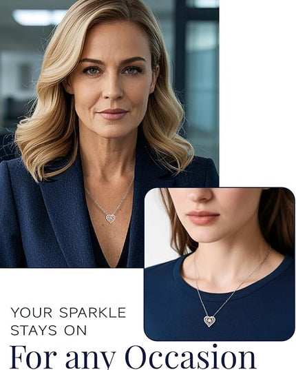 MomentWish Necklace for Women, Sparkling Gift for Her, 1Carat Moissanite Heart Pendent for Her, 925 Sterling Silver Dance Necklace for Anniversary Christmas Valentines
