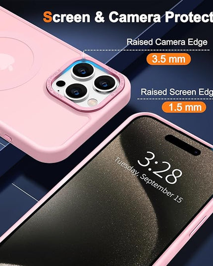 Hython Case for iPhone 15 Pro Max Case Magnetic Translucent Matte Phone Cases 6.7" [Compatible with MagSafe] Thin Slim Fit Shockproof Bumper Hard Protective Cover for Women Men Girls, Tender Pink