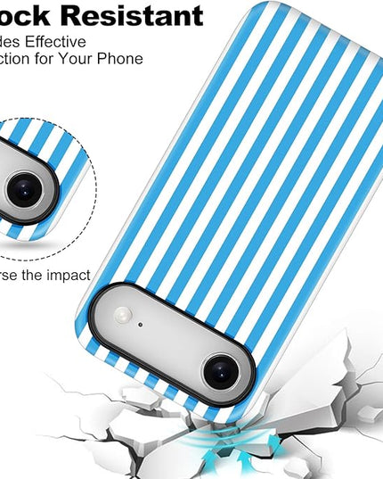 Magnetic for iPhone 17 Air Case Cute Stripes Phone Case, Shockproof Slim TPU and Hard PC Protective Phone Cover Compatible with MagSafe Designed for Women Girls, Deep Blue