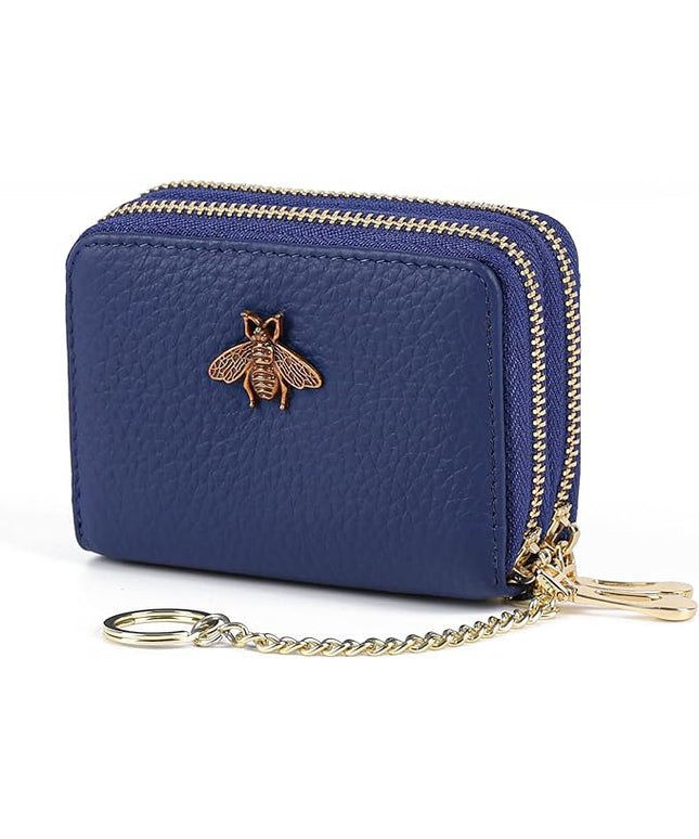 imeetu RFID Credit Card Holder, Small Leather Zipper Card Case Wallet for Women