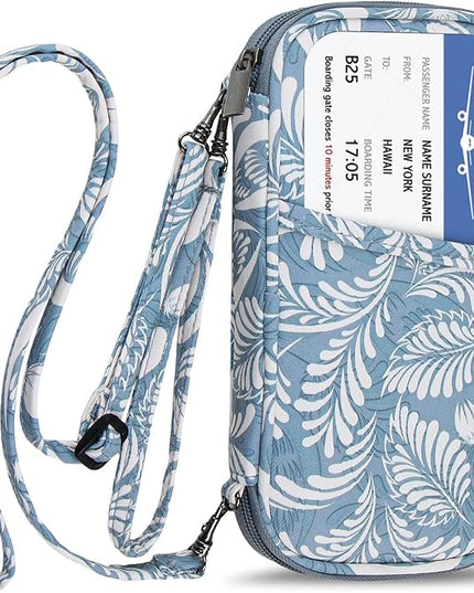 jiemei RFID Family Passport Wallet Holder Waterproof, Travel Document Organizer Credit Card Clutch Bag for Men Women (RFID Leaf)