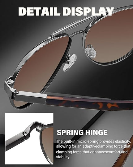 Joopin Polarized Metal Aviation Sunglasses Men, Classic Military Sun Glasses Women, Rectangle Shades UV400 Protection Costume
