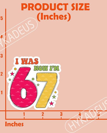 (3Pcs) I was 6 Now I'm 7 67 Meme Stickers Funny 67 Six Seven Birthday Meme Vinyl Decals Waterproof for Laptop, Water Bottle, Tumbler, 3" x 3"