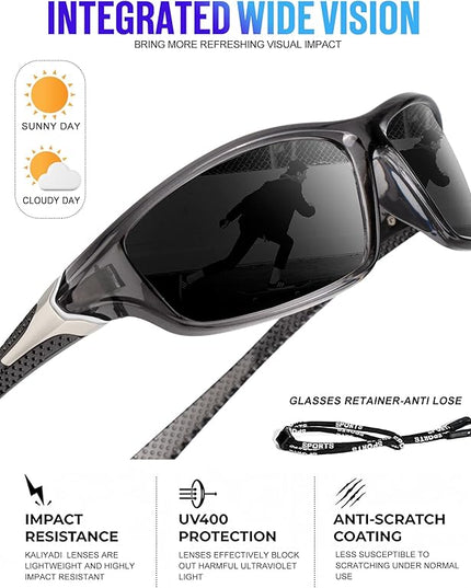 KALIYADI 4 Pack Polarized Sunglasses-Men Sports Sun-glasses: Mens Sunglasses UV Protection for Fishing Driving Cycling