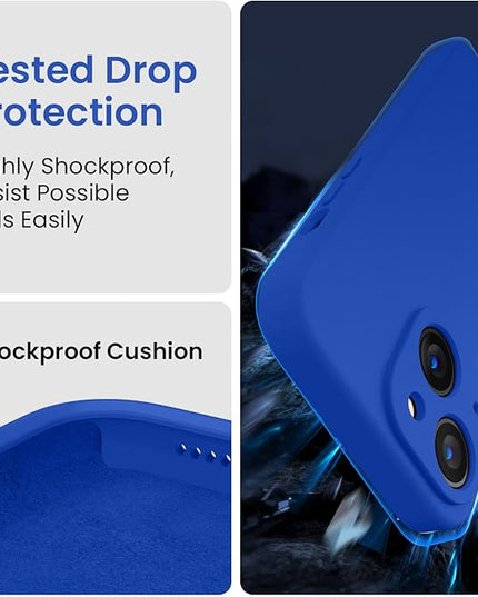 FireNova Designed for iPhone 14 Case, Silicone Upgraded [Camera Protection] Phone Case with [2 Screen Protectors], Soft Anti-Scratch Microfiber Lining Inside, 6.1 inch, Klein Blue