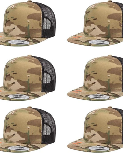 Yupoong 5-Panel YP Classic Trucker Cap | High Profile Flat Visor Snapback | OSFM | Bulk Packs Available