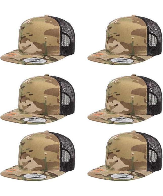 Yupoong 5-Panel YP Classic Trucker Cap | High Profile Flat Visor Snapback | OSFM | Bulk Packs Available