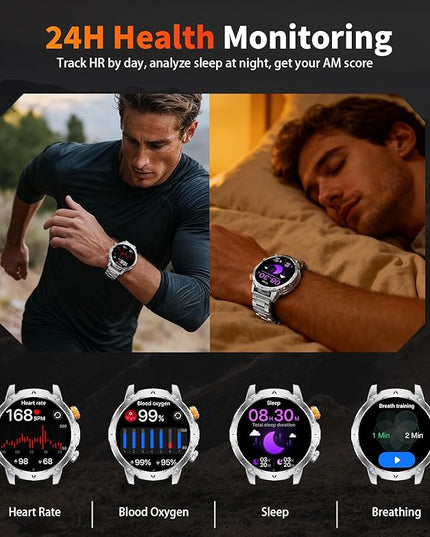 LIGE Smart Watch for Men with 1000mah,1.7" Smartwatch with 100+ Sports Modes,Flashlight,Health Tracker,IP68 Waterproof, Smart Watch for Android iOS Silver