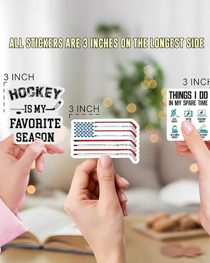 12PCS Hockey Stickers for Boys Kids 8-12, Ice Hockey Stickers for Water Bottles, Posterboard, Scrapbooking, Hockey Helmet Stickers Vinyl Waterproof