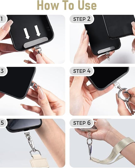 Clip and Go Strap for Phone with Wallet Crossbody Phone Lanyard and Detachable Checkered Bag with ID Window and RFID Pouch for Daily Travel.