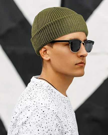 Geyoga 9 Pieces Winter Beanie Hats Trawler Short Beanie Watch Hat Warm Knit Fisherman Skull Cap for Men Women, 9 Colors