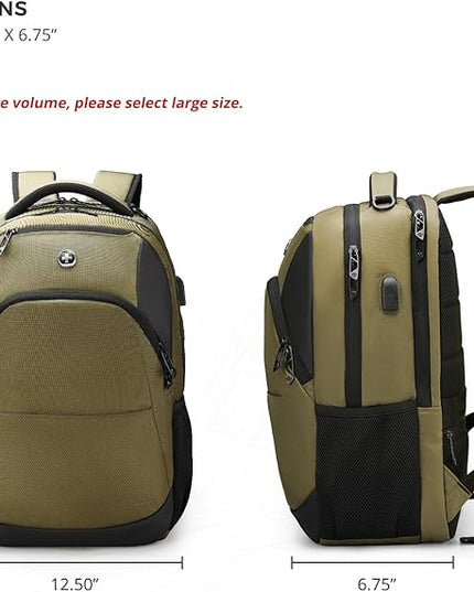 Swissdigital Design Business Laptop Backpack, College Laptops Backpack with USB Charging Port for Men and Women Fits 16 Inch Notebook, Olive | SD1670-26