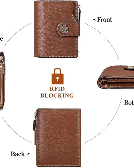 FALAN MULE Small Wallet for Women Leather Bifold Compact Small Womens Wallet with RFID Blocking