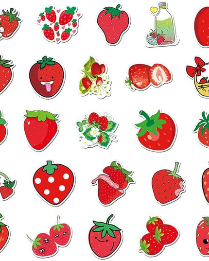 Cute Strawberry Vinyl Stickers, 50 PCS Waterproof Fruit Decals for Laptops, Scrapbooking, Notebooks, Water Bottles, Suitcases, Phones & DIY Decor