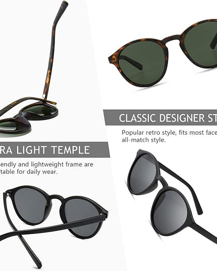 SUNGAIT Classic Vintage Round Polarized Sunglasses for Women Men Retro Style UV400