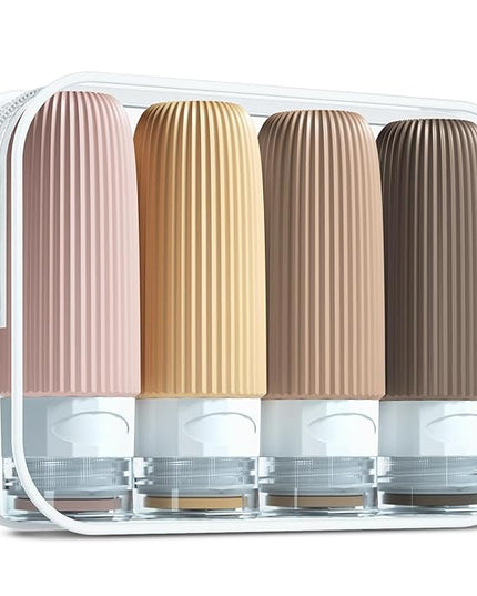 Travel Bottles for Toiletries, Tsa Approved 2oz Travel Bottles, BPA Free Leak Proof Travel Size Toiletry Containers, Refillable Travel Accessories with Toiletry Bag for Shampoo Liquid (4 Pack)
