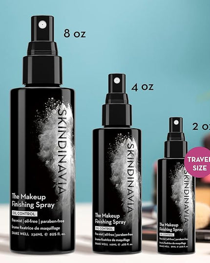 Skindinavia The Makeup Finishing Spray, Oil Control Makeup Setting Spray, All-Day Wear, Long-Lasting Up to 16+ Hours, Heat-Resistant & Waterproof, Fine Mist, 4.0 Oz