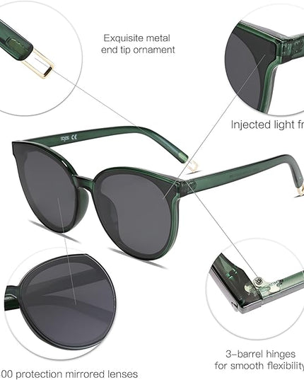 SOJOS Fashion Round Sunglasses for Women Men Oversized Vintage Shades SJ2057