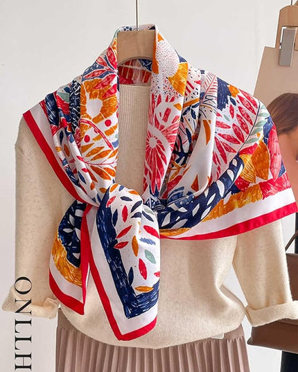 100% Mulberry Silk Scarf for Women Hair Lightweight Square Neckerchief Wrap For Head Scarves 21"