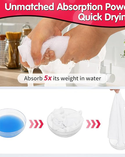 FIXSMITH White Microfiber Cleaning Cloth -Pack of 12, Highly Absorbent Cleaning Rags, 16"X12" All Purpose Cleaning Towels for Housekeeping, Kitchen, Car, Lint Free and Reusable Microfiber Towels