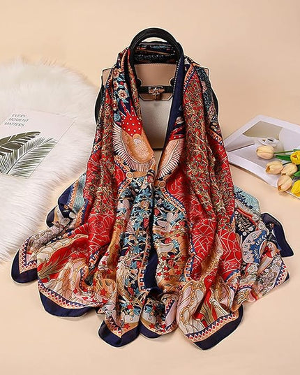 Fashion Scarves Scarf 100% Silk Feeling Scarf Silk Like Scarves Long Lightweight Sunscreen Shawls for Women