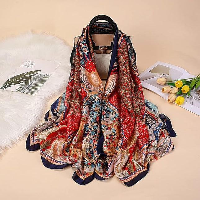 Fashion Scarves Scarf 100% Silk Feeling Scarf Silk Like Scarves Long Lightweight Sunscreen Shawls for Women