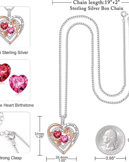 Iefil Christmas Gifts for Women - Sterling Silver Birthstone Necklace Anniversary Birthday Gifts for Her Wife Mom Daughter