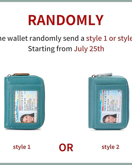 RNIEGA Credit Card Holder Wallet RFID Blocking Leather Small Wallet for Women Double Zipper Wallet with ID Window