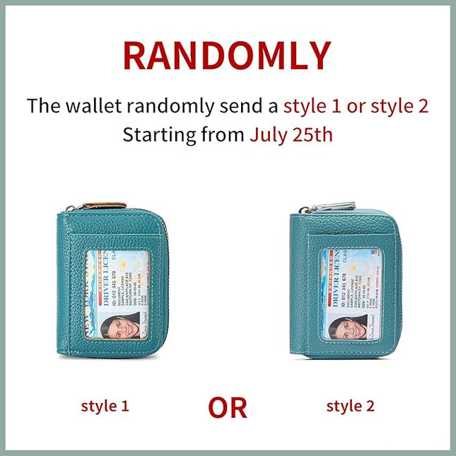 RNIEGA Credit Card Holder Wallet RFID Blocking Leather Small Wallet for Women Double Zipper Wallet with ID Window