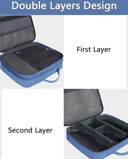 MATEIN Electronics Organizer, Cable Organizer Bag Electronic Accessories Case with Handle for Cable, Cord, Tablet, Charger, Phone, Double Layers Tech Case Travel Gifts for Men and Women, Blue