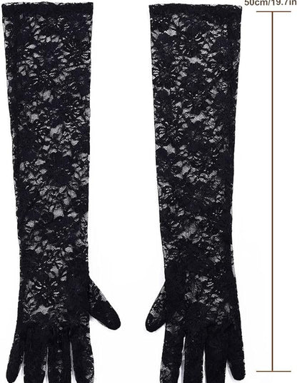 Campsis Floral Lace Gloves Long Lace Gloves