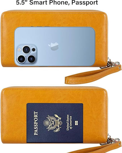 Lavemi Small Compact Women Wallet RFID Blocking Genuine Leather Bifold Purse with ID Windows