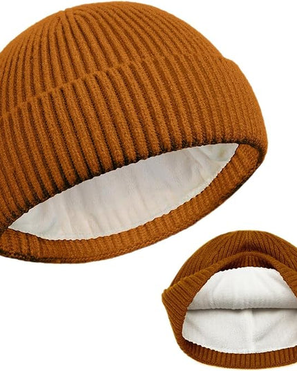 ROYBENS Swag Wool Knit Cuff Short Fisherman Beanie for Men Women, Winter Warm Hats