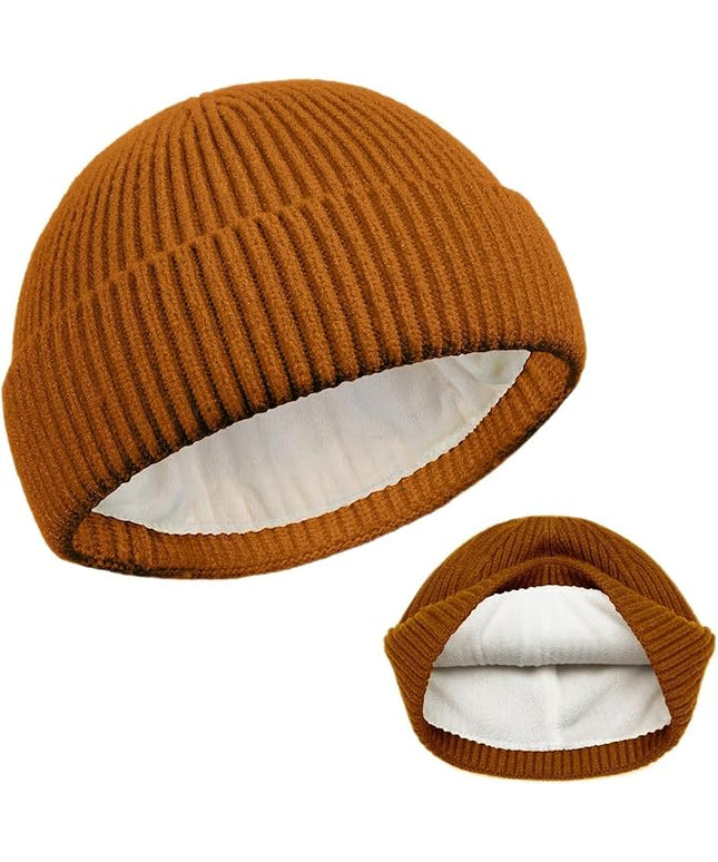 ROYBENS Swag Wool Knit Cuff Short Fisherman Beanie for Men Women, Winter Warm Hats