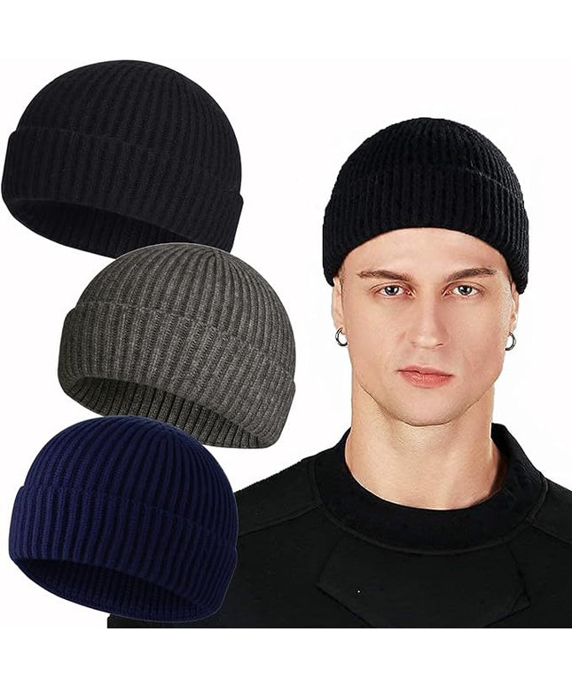ROYBENS Swag Wool Knit Cuff Short Fisherman Beanie for Men Women, Winter Warm Hats