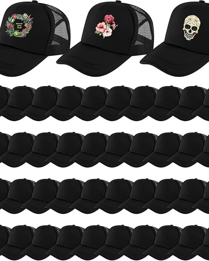 Hercicy 40 Pack Sublimation Blank Trucker Hat Bulk Baseball Cap Adjustable Mesh Unisex Polyester Hat Heat Transfer
