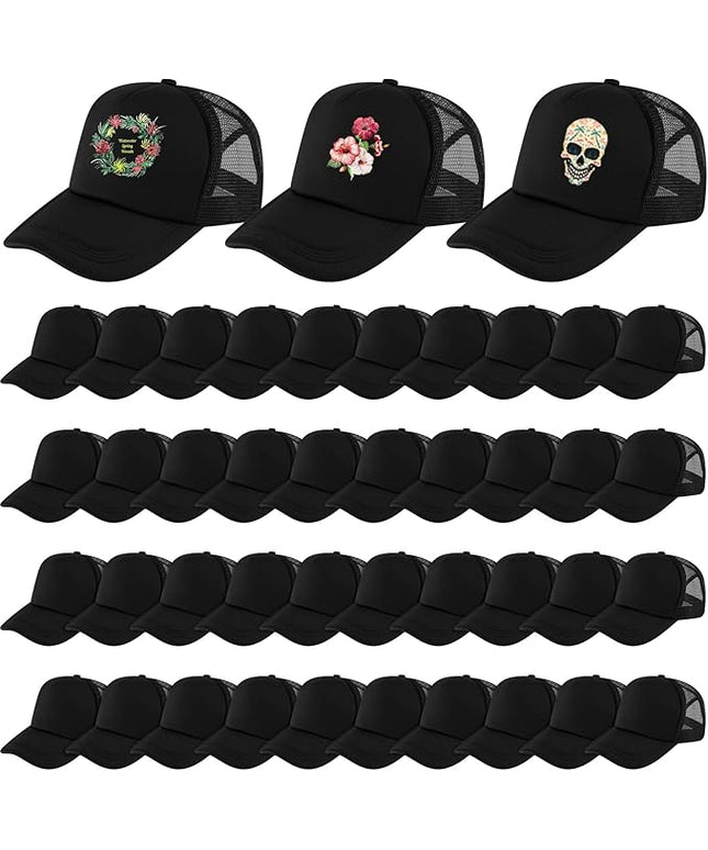 Hercicy 40 Pack Sublimation Blank Trucker Hat Bulk Baseball Cap Adjustable Mesh Unisex Polyester Hat Heat Transfer