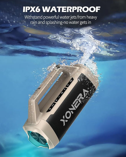 Speakers Bluetooth Wireless, 80W Peak Loud Outdoor Speaker with Bass, 20H Playtime, IPX6 Waterproof, TWS, BT5.3, Portable for Camping Hiking Boating Pool Beach, Desert Yellow