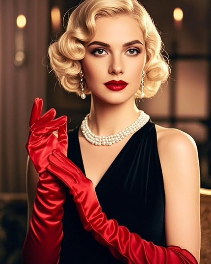 THARAHT Women Long Gloves with Satin Elbow Length for 1920s Opera Tea Party Costumes Bridal Evening Dress