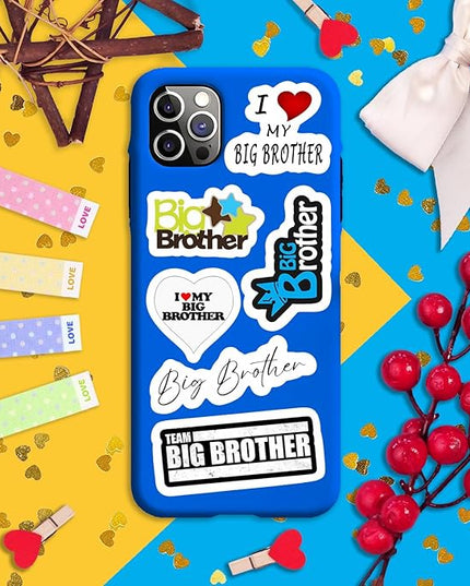 BulbaCraft Big Brother Stickers for Water Bottle and Laptop - Big Brother Party Supplies & Decorations, Waterproof Vinyl Decals, Sibling and Family Stickers, Gifts for Women & Men