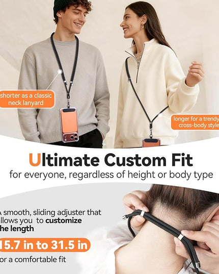 4-IN-1 Phone Lanyard + Wrist Strap, 2PCS Adjustable Length Cell Phone Lanyard with 2 Tether Tabs for iPhone,Smartphones